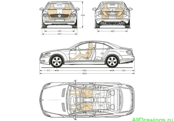 Mercedes-Benz CL500 (2007) (Мерcедес-Бенз CL500 (2007)) - чертежи (рисунки) автомобиля